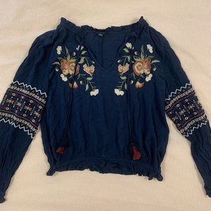 Blue American Eagle Bohemian Blouse